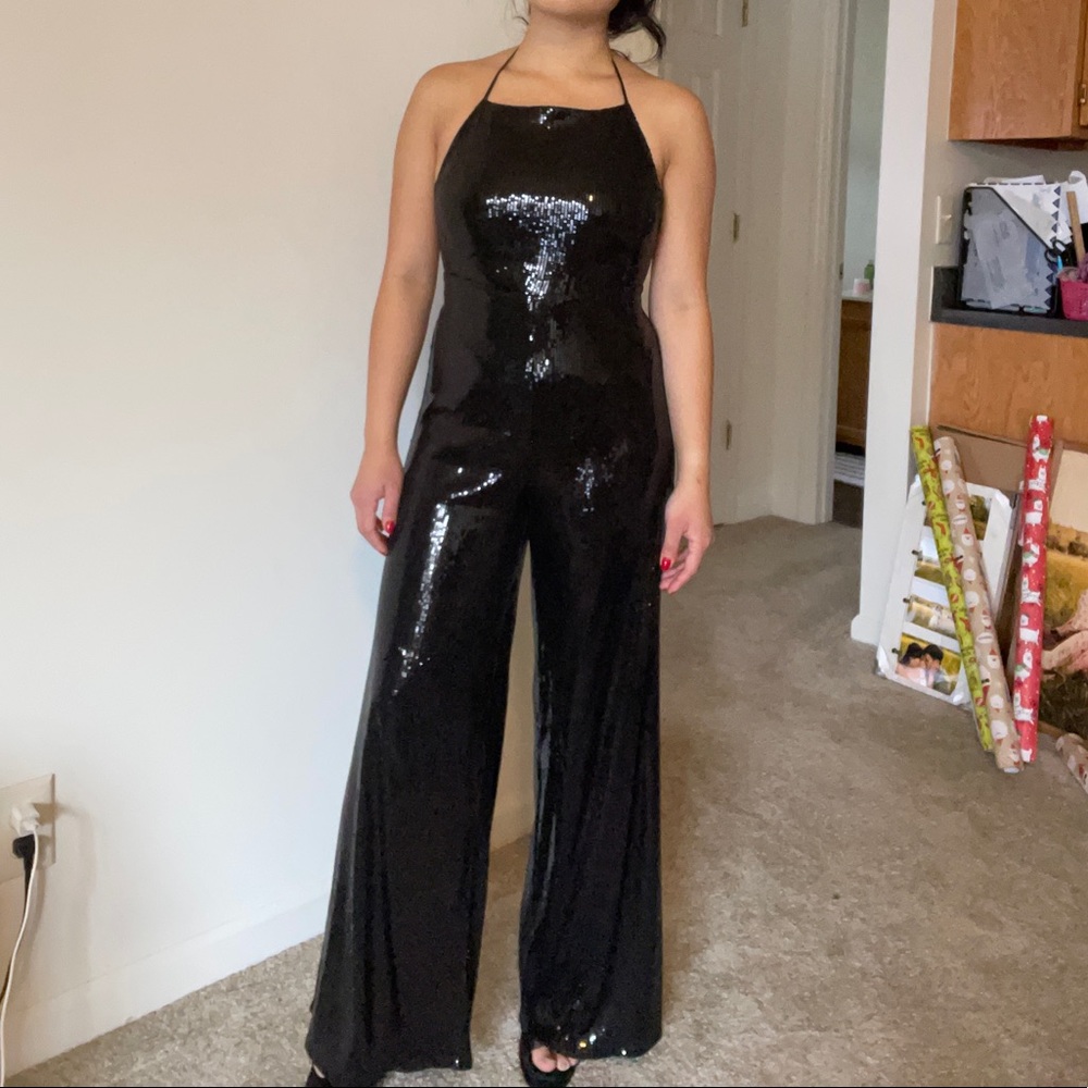 Black Sequins Jumpsuit